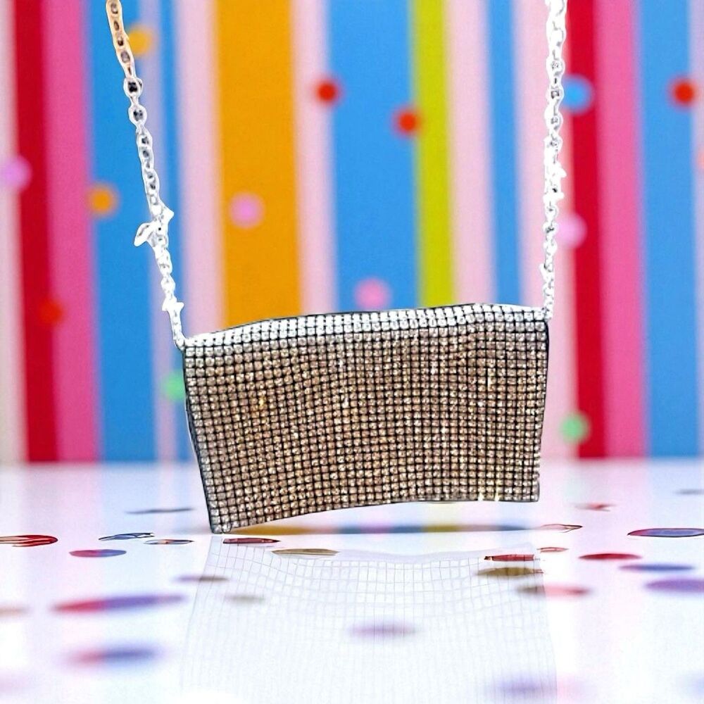 AMBER SCEATS Stella Crystal Bling Bag, Evening Purse With Strap NWT, Retail $98